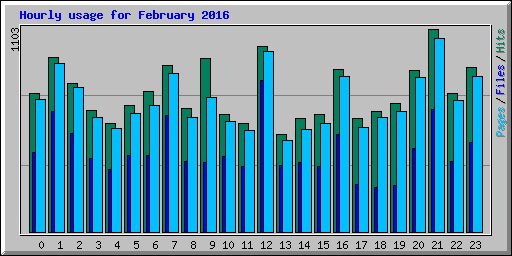 Hourly usage for February 2016